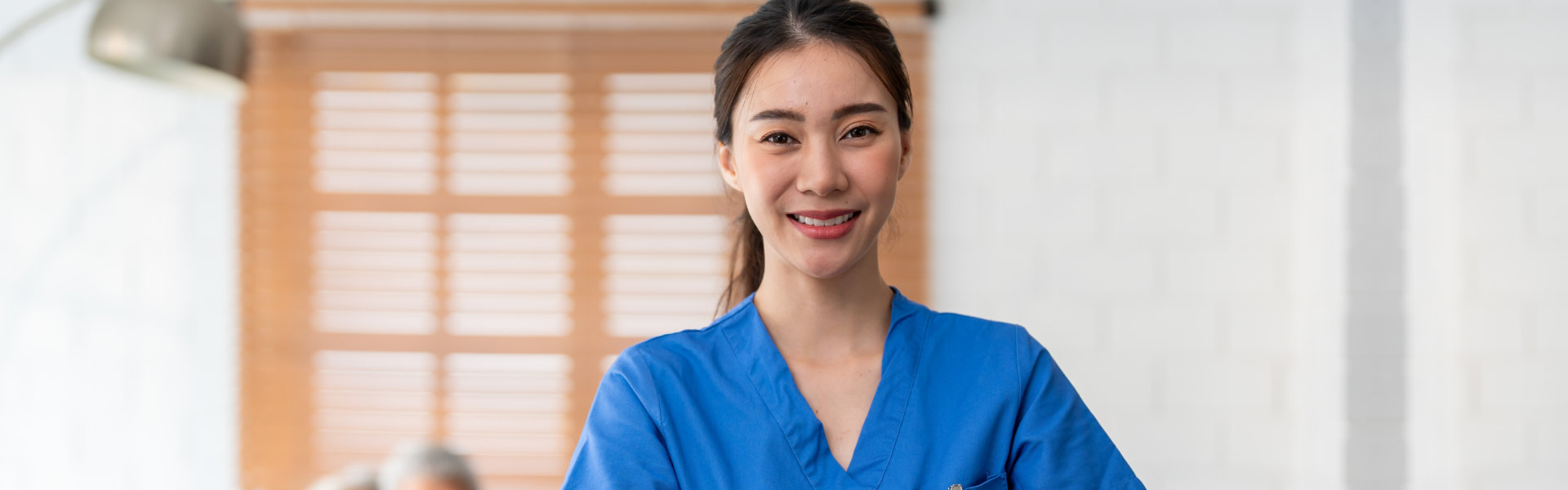 woman caregiver smiling